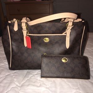 COACH Authentic Monogram Shoulder Bag & Wallet